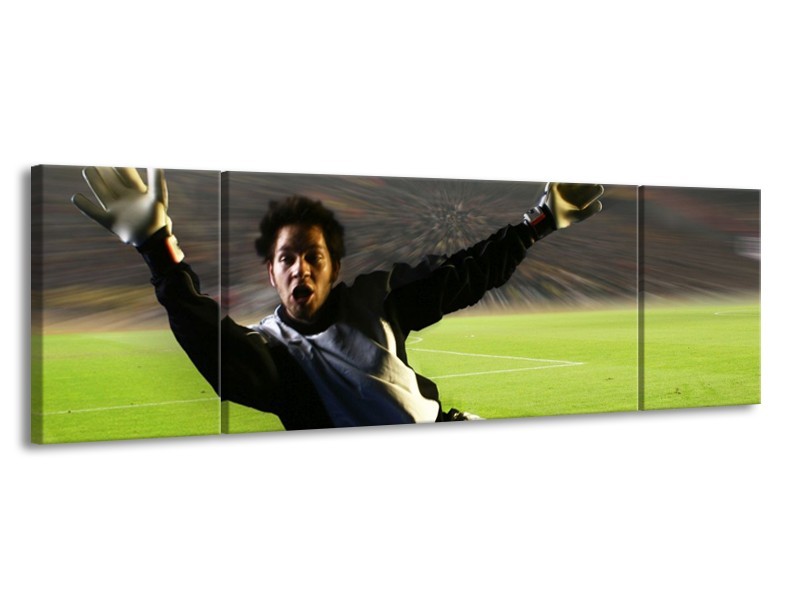 Canvas schilderij Sport | Groen, Grijs, Zwart | 170x50cm 3Luik