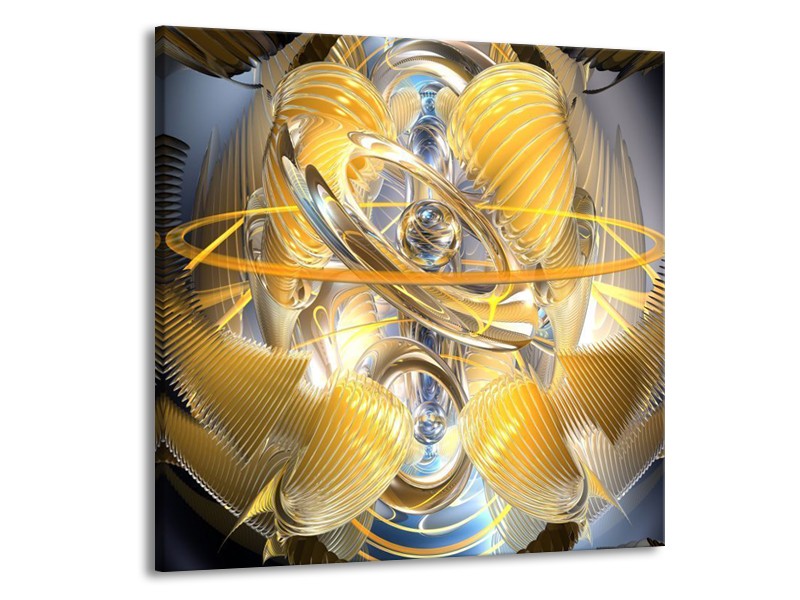 Glas schilderij Abstract | Geel, Zilver, Grijs | 50x50cm 1Luik