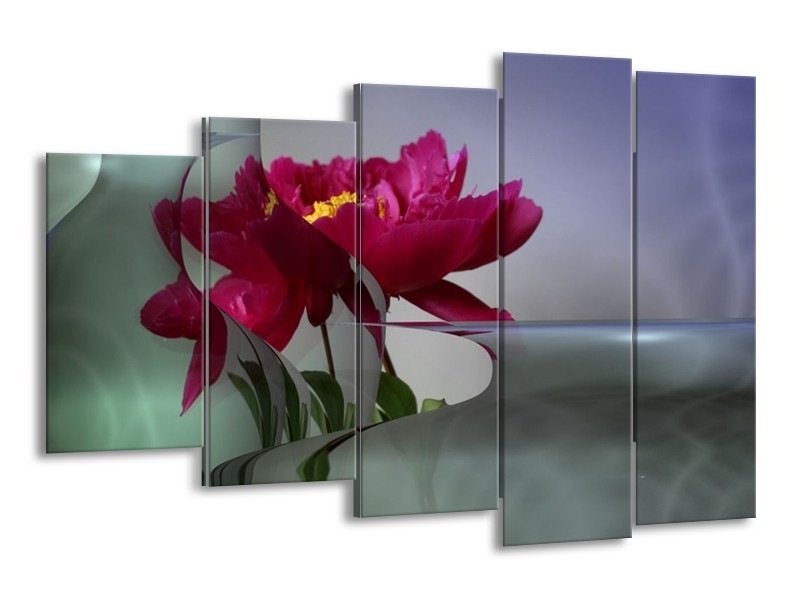 Canvas schilderij Bloem | Rood, Grijs | 150x100cm 5Luik
