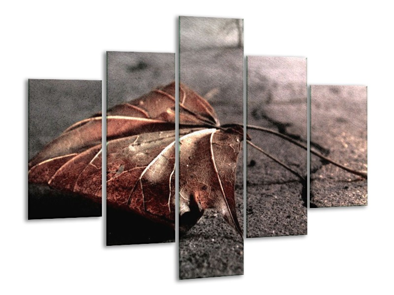 Canvas schilderij Herfst | Bruin, Grijs, Rood | 100x70cm 5Luik