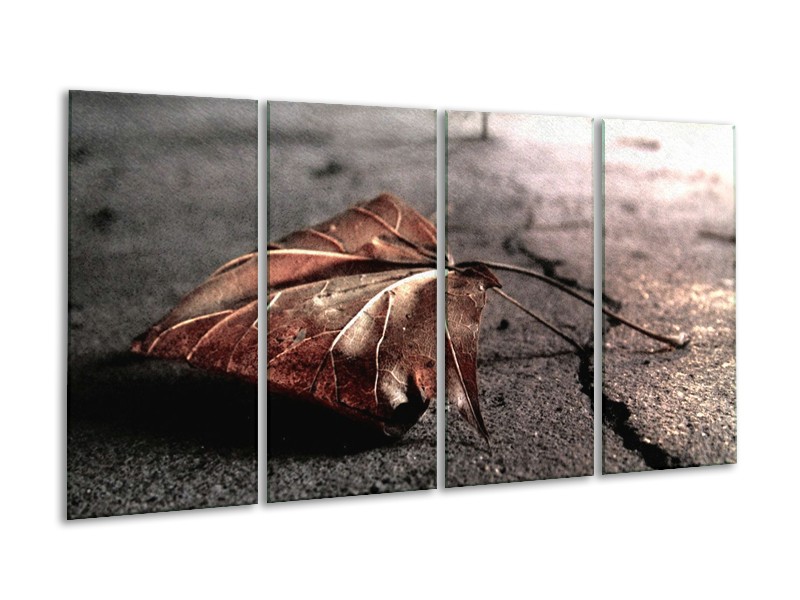 Canvas schilderij Herfst | Bruin, Grijs, Rood | 160x80cm 4Luik