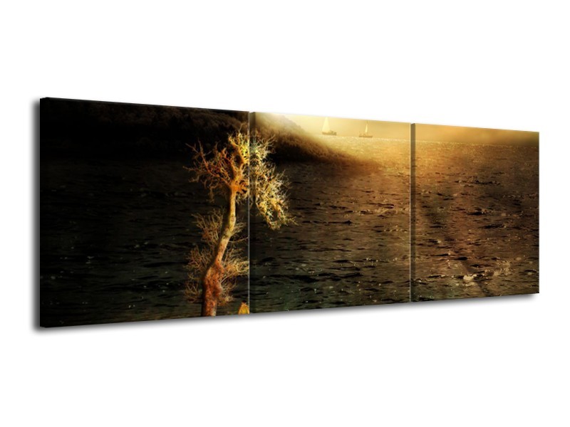 Glas schilderij Abstract | Bruin, Grijs | 120x40cm 3Luik