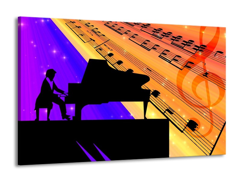 Glas schilderij Muziek | Zwart, Geel, Blauw | 140x90cm 1Luik