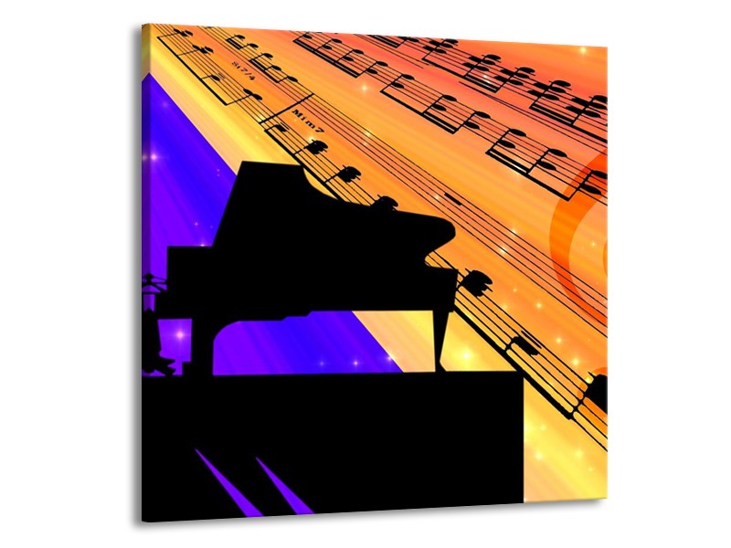 Glas schilderij Muziek | Zwart, Geel, Blauw | 70x70cm 1Luik