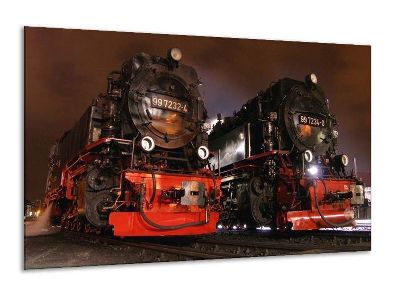 Canvas schilderij Trein | Rood, Zwart, Wit | 120x70cm 1Luik