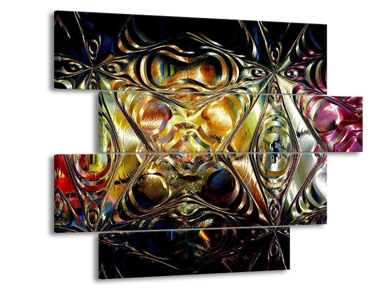 Glas schilderij Glas | Paars, Oranje, Zwart | 115x85cm 4Luik