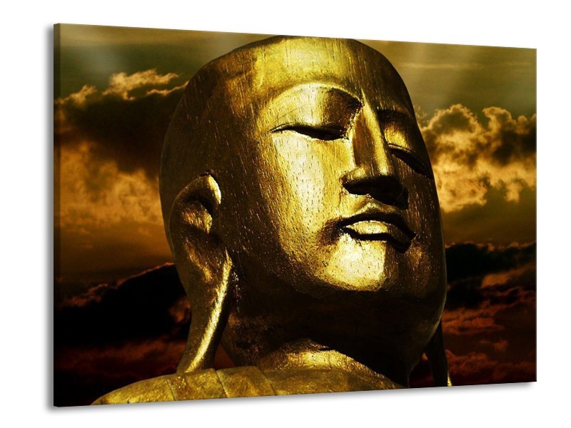 Glas schilderij Boeddha | Goud, Grijs, Zwart | 100x70cm 1Luik