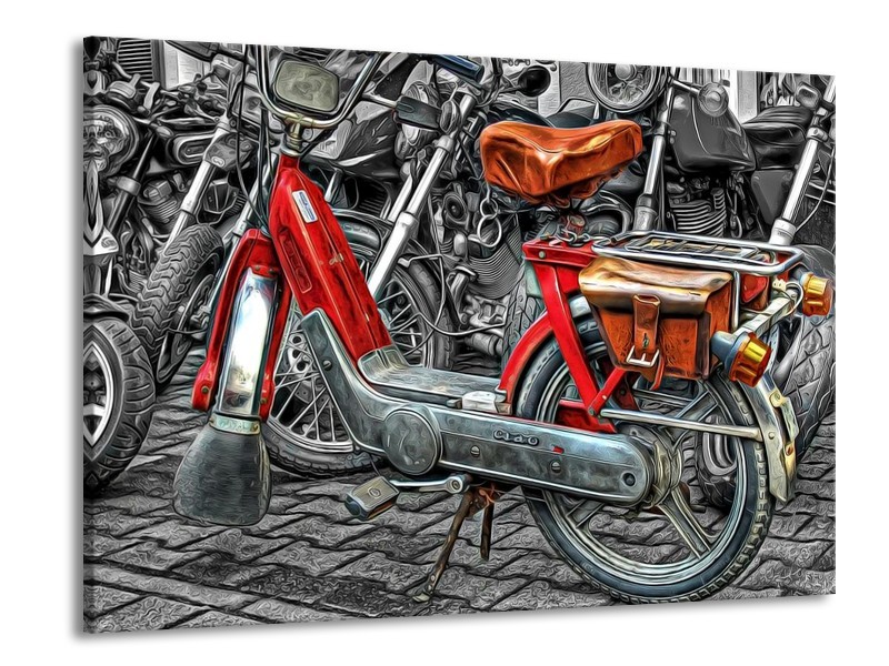 Glas schilderij Brommer | Rood, Grijs, Wit | 100x70cm 1Luik