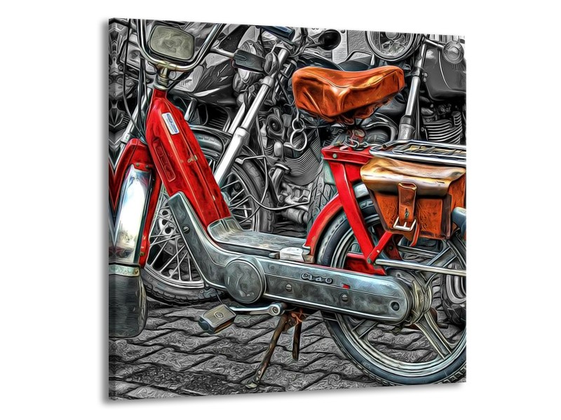 Glas schilderij Brommer | Rood, Grijs, Wit | 50x50cm 1Luik