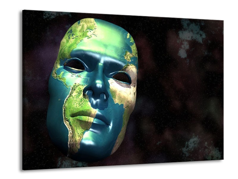 Glas schilderij Masker | Groen, Blauw, Zwart | 100x70cm 1Luik