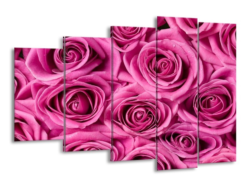 Canvas schilderij Roos | Rood, Wit, Grijs | 150x100cm 5Luik
