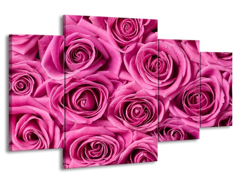 Canvas schilderij Roos | Rood, Wit, Grijs | 160x90cm 4Luik