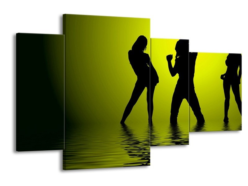 Canvas schilderij Dansen | Groen, Zwart | 120x75cm 4Luik