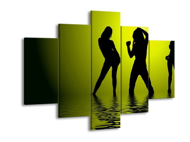 Canvas schilderij Dansen | Groen, Zwart | 150x105cm 5Luik