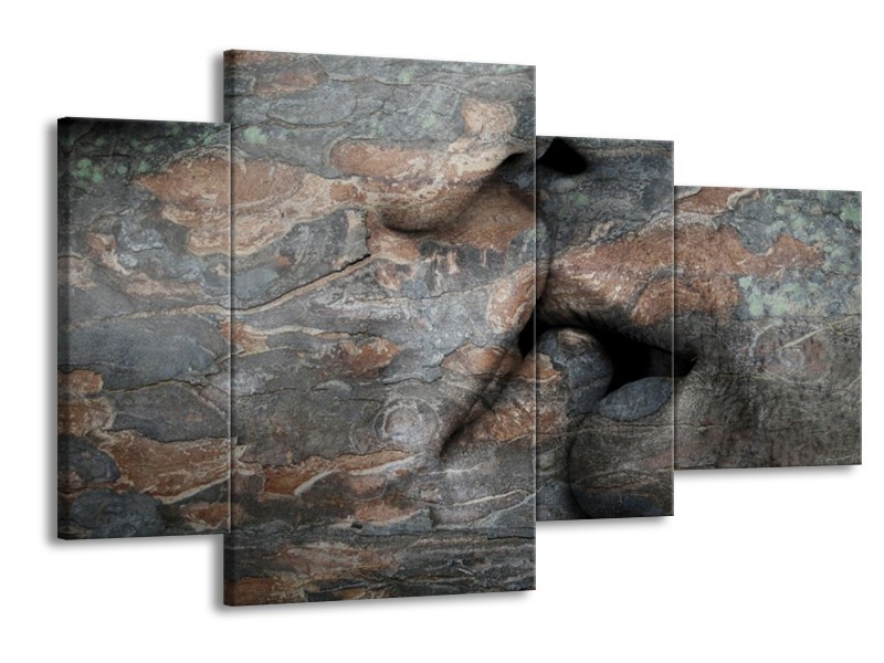Canvas schilderij Stenen | Grijs, Bruin | 120x75cm 4Luik