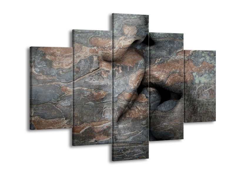 Canvas schilderij Stenen | Grijs, Bruin | 150x105cm 5Luik