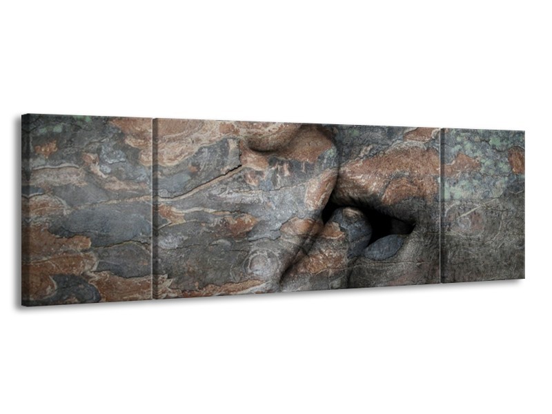 Canvas schilderij Stenen | Grijs, Bruin | 170x50cm 3Luik