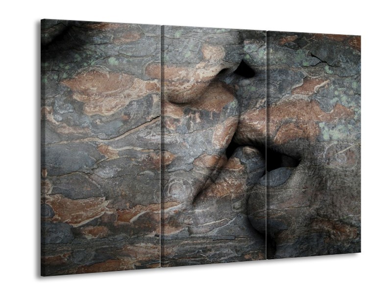 Canvas schilderij Stenen | Grijs, Bruin | 90x60cm 3Luik