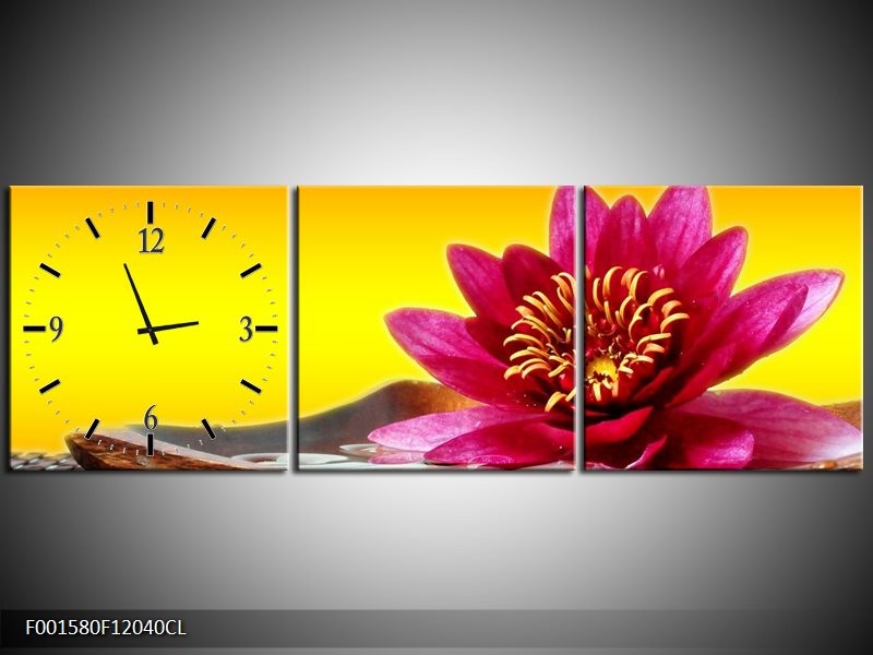 Klok schilderij Bloem | Paars, Geel, Oranje | 120x40cm 3Luik