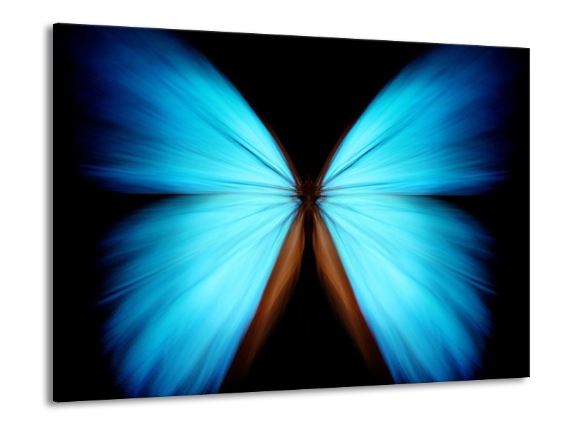 Canvas schilderij Vlinder | Blauw, Zwart | 100x70cm 1Luik