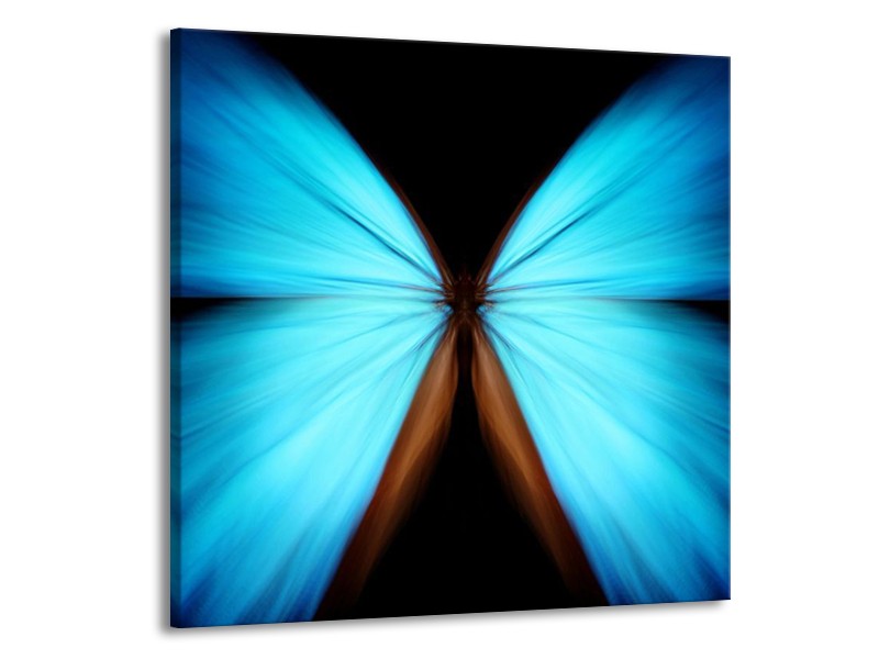 Canvas schilderij Vlinder | Blauw, Zwart | 50x50cm 1Luik