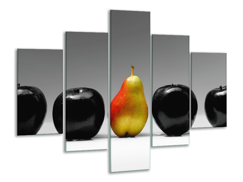 Canvas schilderij Fruit | Zwart, Grijs, Rood | 100x70cm 5Luik