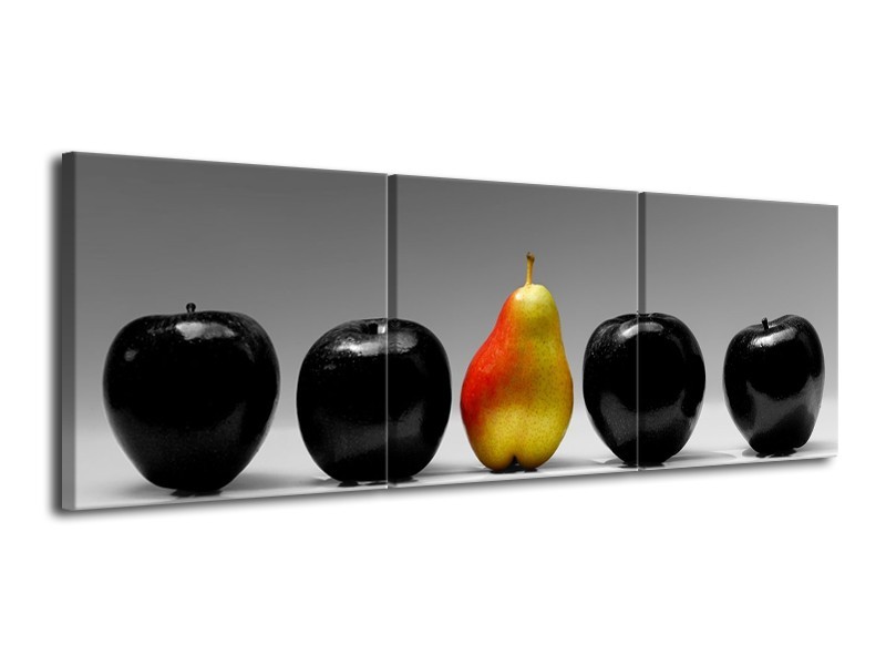 Canvas schilderij Fruit | Zwart, Grijs, Rood | 120x40cm 3Luik