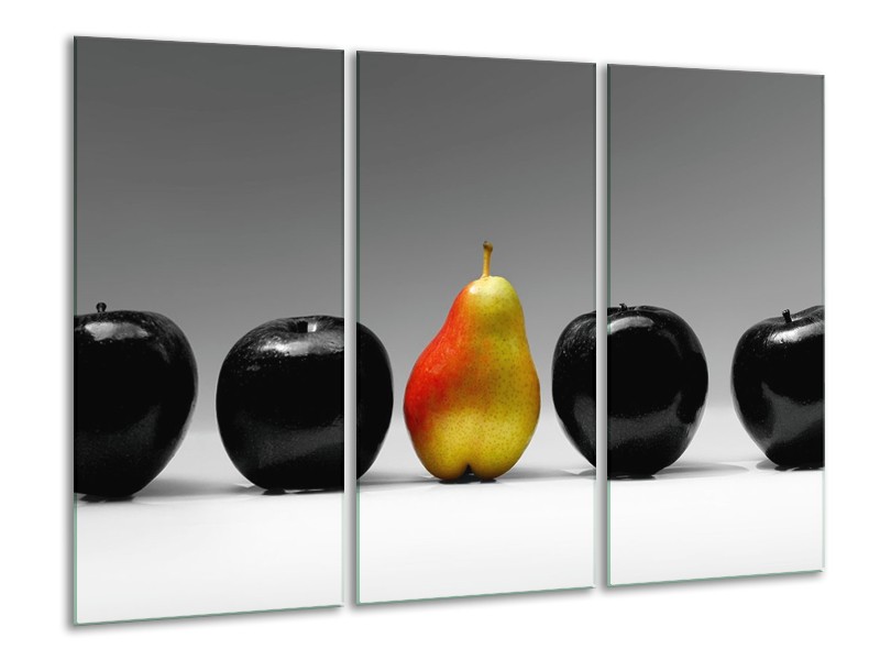 Canvas schilderij Fruit | Zwart, Grijs, Rood | 120x80cm 3Luik