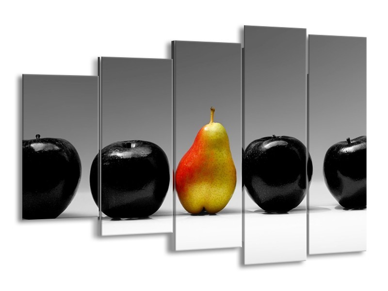 Canvas schilderij Fruit | Zwart, Grijs, Rood | 150x100cm 5Luik