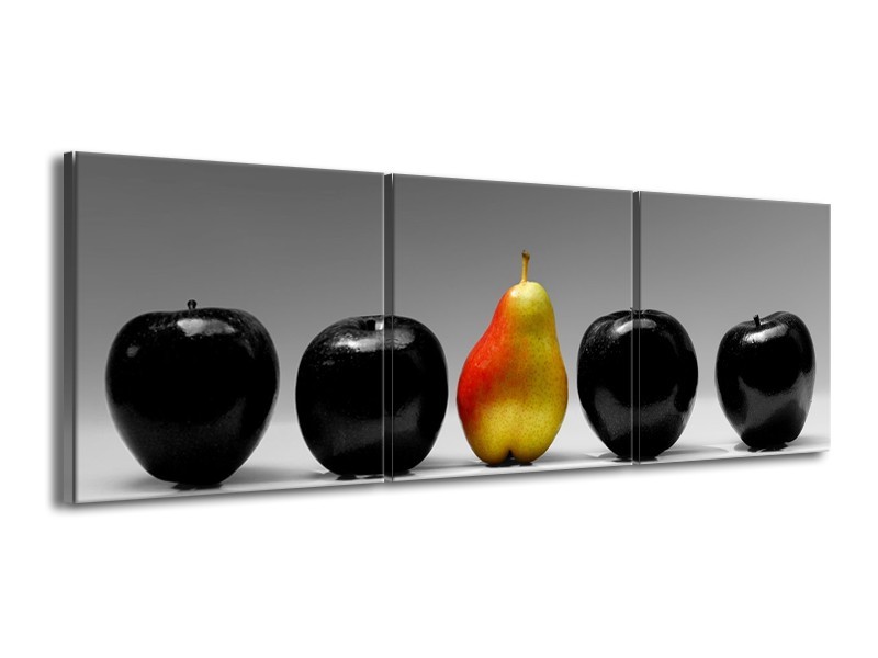 Canvas schilderij Fruit | Zwart, Grijs, Rood | 150x50cm 3Luik