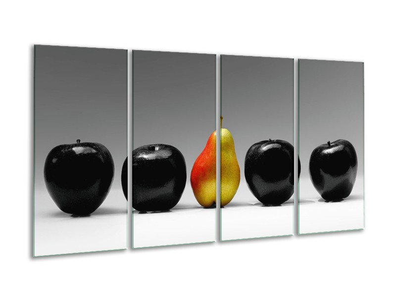 Canvas schilderij Fruit | Zwart, Grijs, Rood | 160x80cm 4Luik