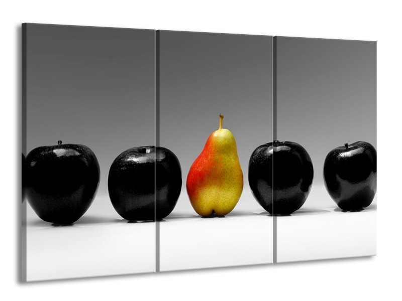 Canvas schilderij Fruit | Zwart, Grijs, Rood | 165x100cm 3Luik