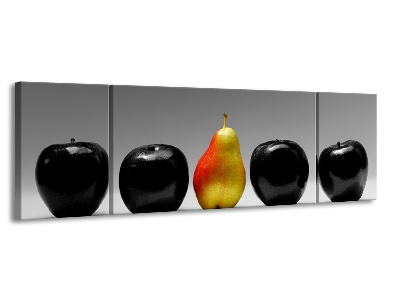Canvas schilderij Fruit | Zwart, Grijs, Rood | 170x50cm 3Luik