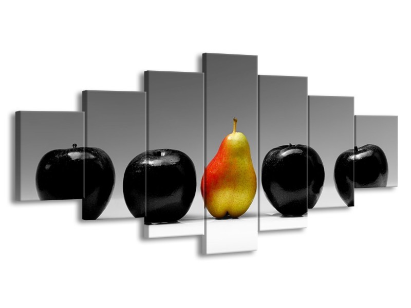 Canvas schilderij Fruit | Zwart, Grijs, Rood | 210x100cm 7Luik