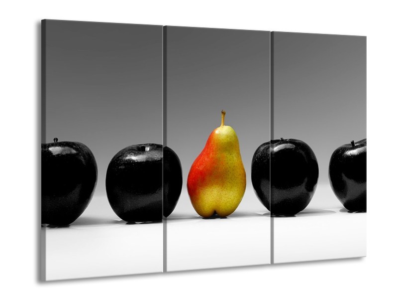 Glas schilderij Fruit | Zwart, Grijs, Rood | 90x60cm 3Luik