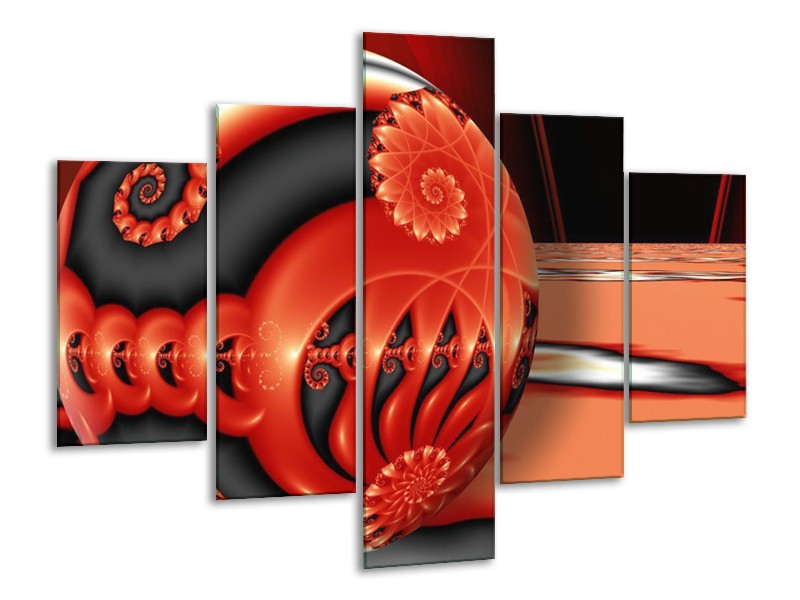 Glas schilderij Cirkels | Rood, Zwart, Grijs | 100x70cm 5Luik