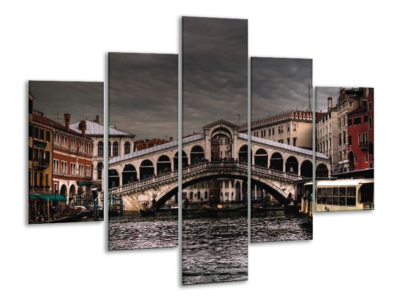 Glas schilderij Venetie | Grijs, Crème, Zwart | 100x70cm 5Luik