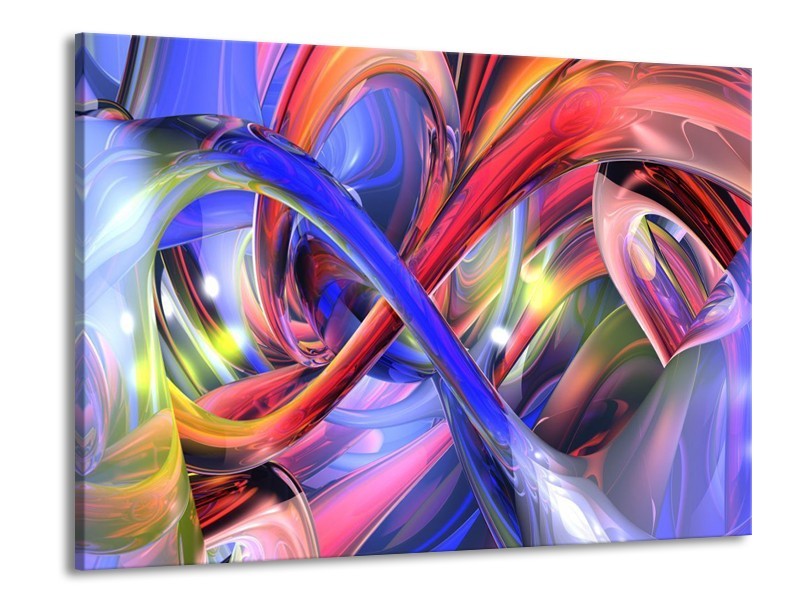 Glas schilderij Abstract | Paars, Rood, Geel | 100x70cm 1Luik