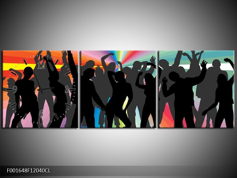 Klok schilderij Dansen | Zwart, Rood, Groen | 120x40cm 3Luik