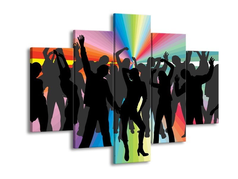 Canvas schilderij Dansen | Zwart, Rood, Groen | 150x105cm 5Luik