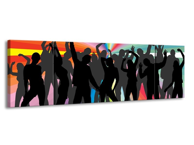 Canvas schilderij Dansen | Zwart, Rood, Groen | 170x50cm 3Luik