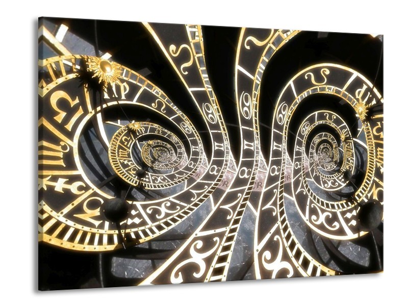 Glas schilderij Abstract | Zwart, Goud, Wit | 100x70cm 1Luik