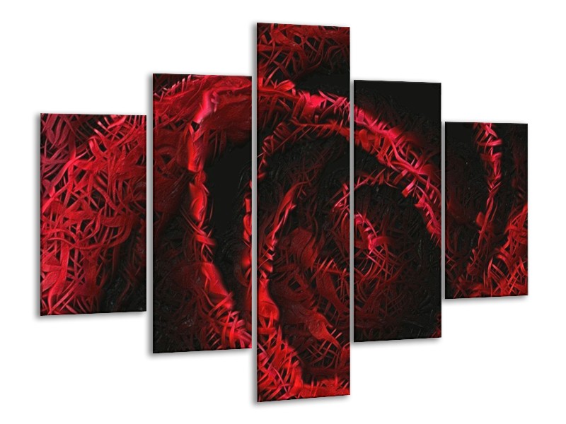 Canvas schilderij Roos | Rood, Zwart | 100x70cm 5Luik