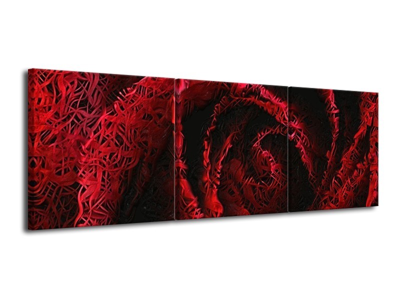 Canvas schilderij Roos | Rood, Zwart | 120x40cm 3Luik