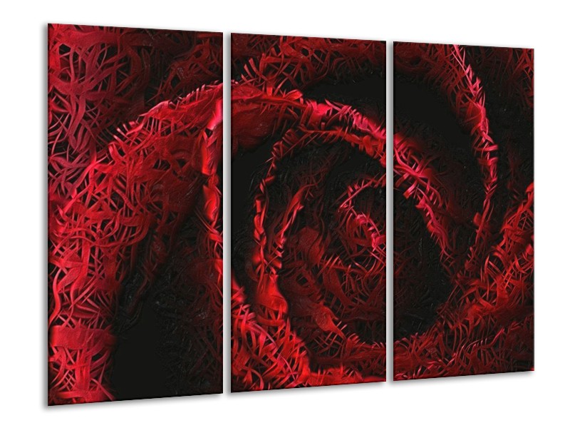Canvas schilderij Roos | Rood, Zwart | 120x80cm 3Luik