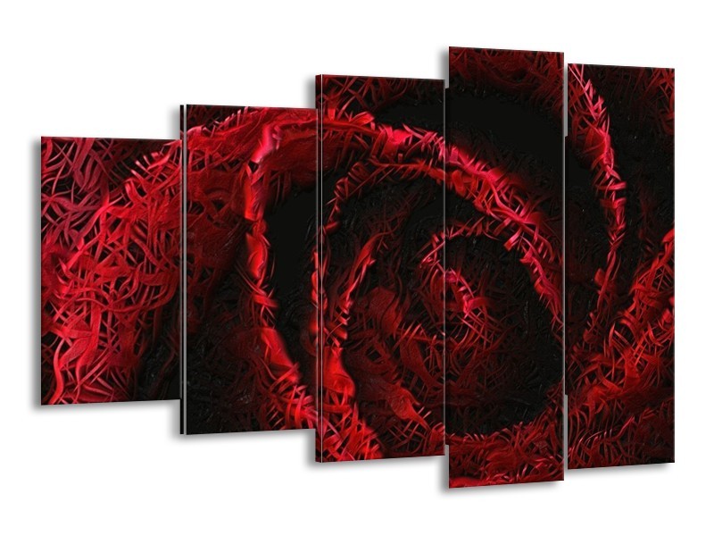 Canvas schilderij Roos | Rood, Zwart | 150x100cm 5Luik