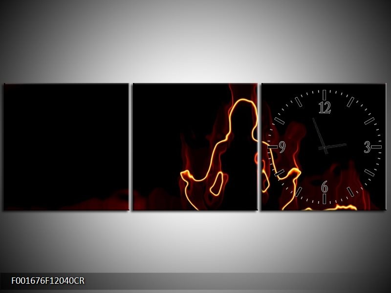 Klok schilderij Yoga | Geel, Oranje, Zwart | 120x40cm 3Luik