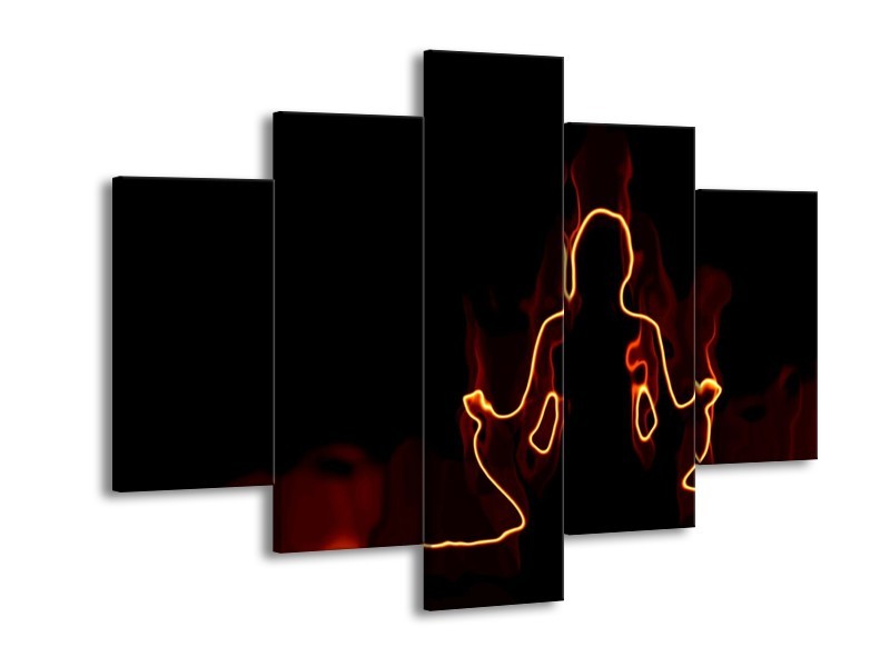 Canvas schilderij Yoga | Geel, Oranje, Zwart | 150x105cm 5Luik