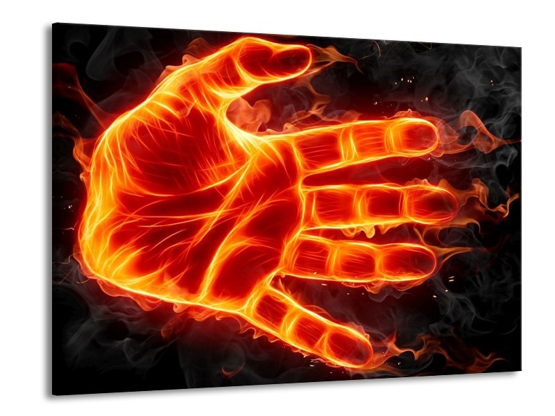Canvas schilderij Hand | Oranje, Geel, Zwart | 100x70cm 1Luik