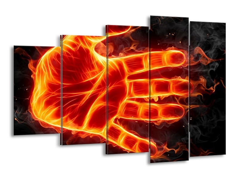 Canvas schilderij Hand | Oranje, Geel, Zwart | 150x100cm 5Luik